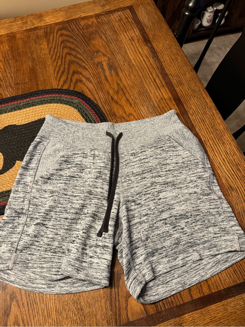 Athleta Women's Heather Gray Marled Athletic Shorts with Black Drawstring